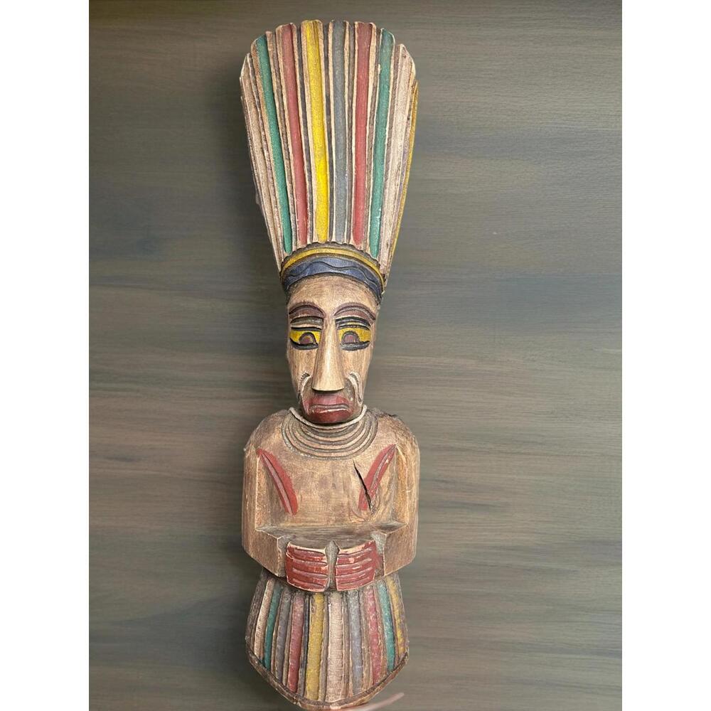 Colorful Hand-Carved Wooden Figure